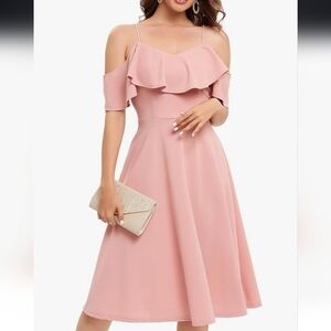 Elegant Pink Off-Shoulder Dress